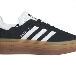 adidas Gazelle Black & White Suede Platform Sneaker